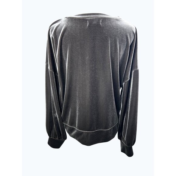 Madewel Velvet Balloon Sleeve Sweatshirtl Top Gunmetal Gray Large - Picture 4 of 14